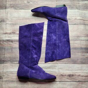 Vintage Bandits Suede Leather Mid Calf Purple Boots
